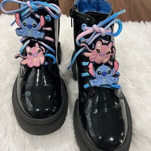 Black Patent Leather Boots with Cartoon Charms